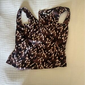 Miaou Brown and White Bustier Tank Top